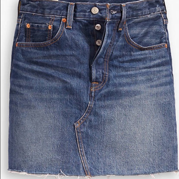 Levi’s High Rise Deconstructed Button Fly Skirt - Picture 2 of 11